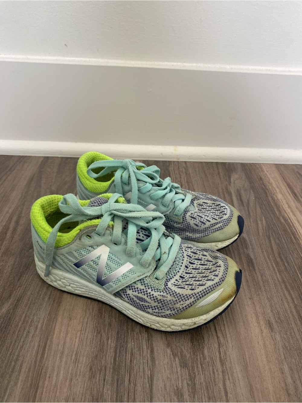 New Balance Kids Mint Green and Neon Green Sneakers